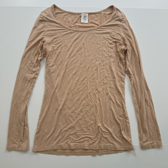 O’Thread & Co Tops - Soft Long Sleeve Basic Tee Modal Neutral Apricot Beige Women’s Medium